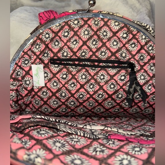 VTG Retired Vera Bradley Mocha Rouge Eloise Clam Shell Kiss Lock Purse - Picture 6 of 9